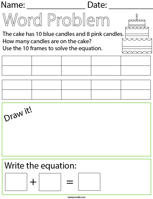 cake-addition-word-problem-with-10-frames-math-worksheet-twisty-noodle